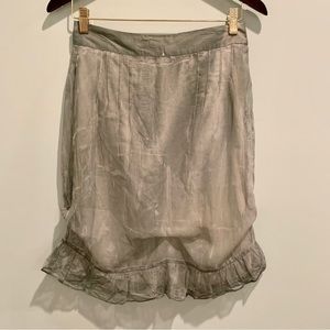Vintage Original Free People Ruched Ruffled Green Distressed Skirt 5